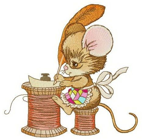 Mouse writing letter machine embroidery design