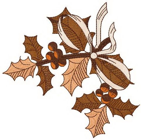 Holly branch machine embroidery design