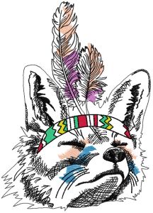 Indian fox sketch embroidery design