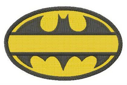 Batman oval yellow monogram machine embroidery design