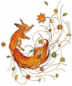 Autumn squirrel embroidery design