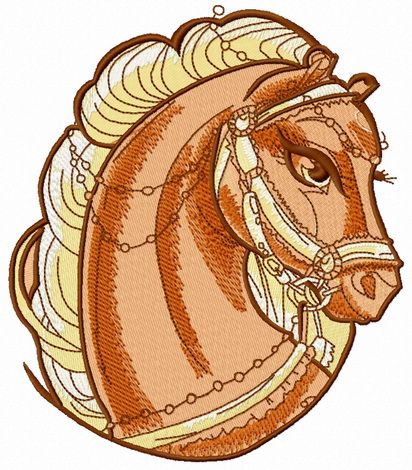 Brown circus horse head machine embroidery design