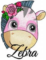 Cute baby zebra embroidery design