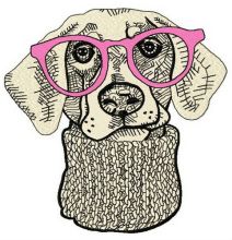 Hipster dog 3 embroidery design