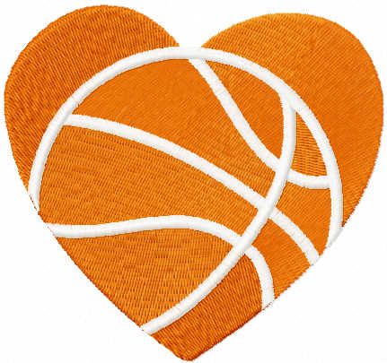 Basketball heart machine embroidery design