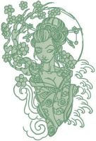 Shy geisha 3 embroidery design