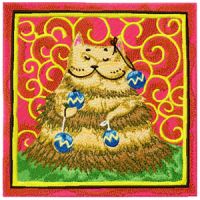 A cat thinking that he is a Christmas Tree embroidery design
