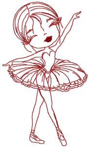 Ballet dancer girl one color embroidery design