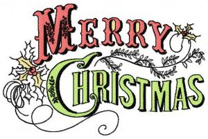 Merry Christmas vignette embroidery design