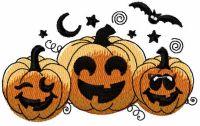 Trio funny pumpkins embroidery design