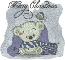 Little Christmas bear embroidery design