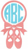 Ballet Shoe Monogram embroidery design