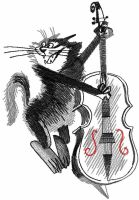 Cat with a contrabass free embroidery design