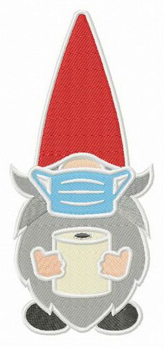 Gnome with face mask machine embroidery design
