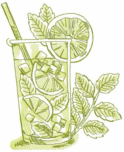 Glass cocktail margarita sketch embroidery design
