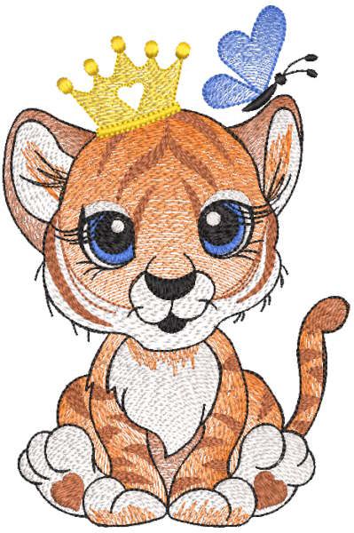 Lion king and butterfly embroidery design