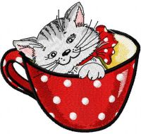 Cat in cup 3 embroidery design