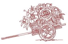 Cart with flowers 2 embroidery design