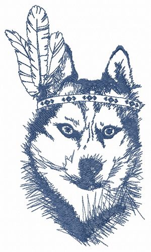 Indian wolf 3 machine embroidery design