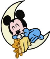 Baby Mickey Sleeping embroidery design