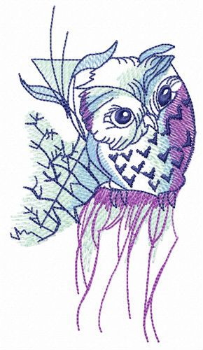 Curious owl machine embroidery design