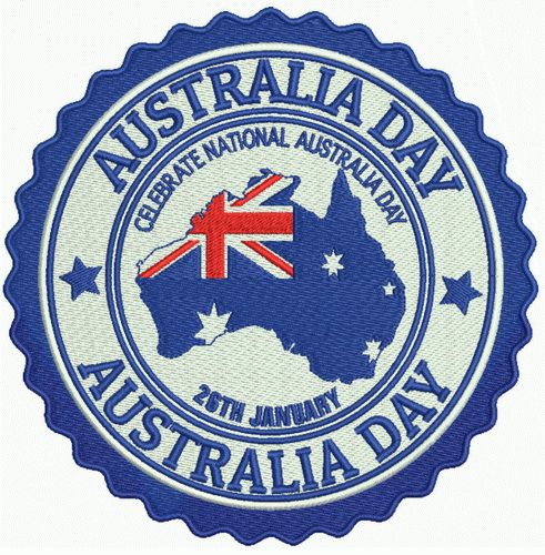 Australia Day machine embroidery design