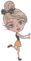 Dancing stylish girl embroidery design