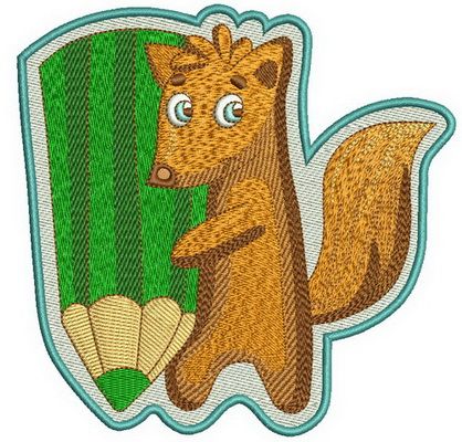Squirrel with pencil machine embroidery design