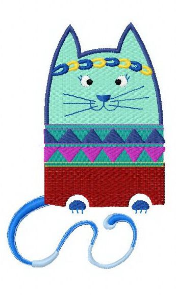 Hippie cat machine embroidery design
