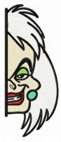Cruella de Vil hiding embroidery design