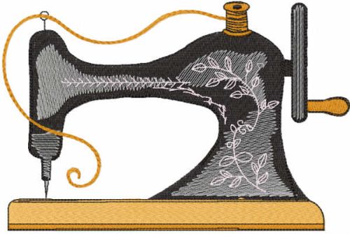 Vintage old sewing machine embroidery design