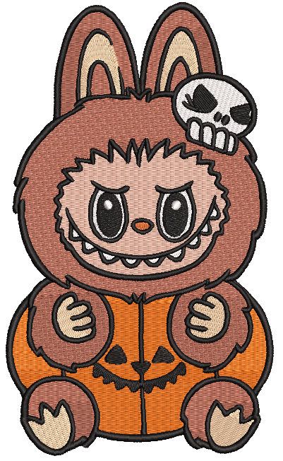 Labubu pumpkin halloween embroidery design