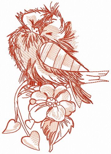 Funny ruffled sparrow machine embroidery design