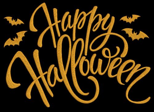 Happy halloween gold embroidery design