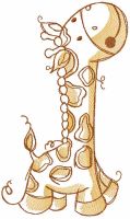 Walking baby giraffe embroidery design