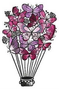 Butterfly hot air balloon embroidery design