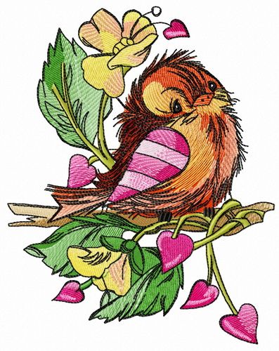Sad sparrow machine embroidery design