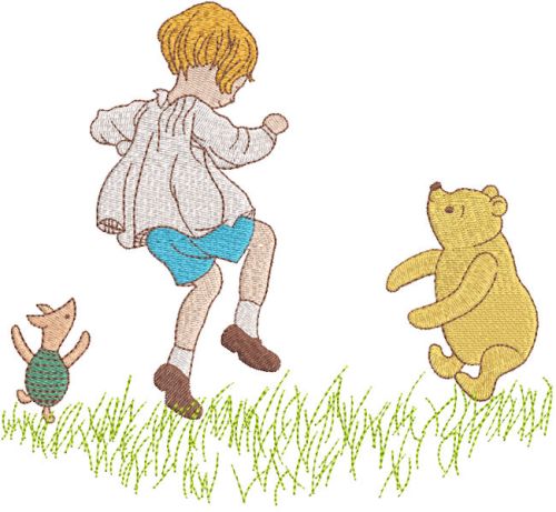 Rhythm Christopher Robin Pooh Piglet free embroidery design