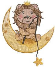 Lion King's Magical Crescent Moon Adventure embroidery design