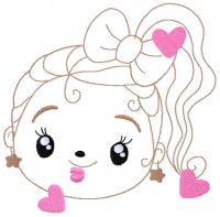 Baby girl with hearts free embroidery design