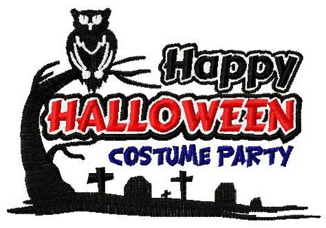 Happy Halloween costume party machine embroidery design