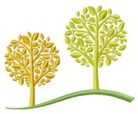 Two autumn trees embroidery design