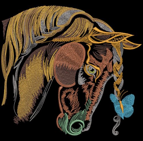 Sad horse embroidery design