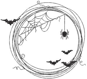 Halloween net frame embroidery design
