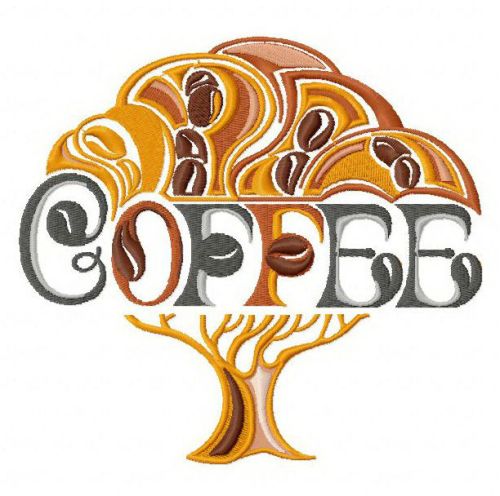 Coffee tree machine embroidery design