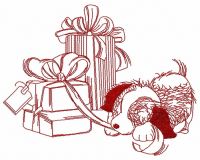 Presents for puppy 2 embroidery design