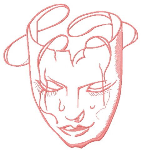 Crying woman mask machine embroidery design