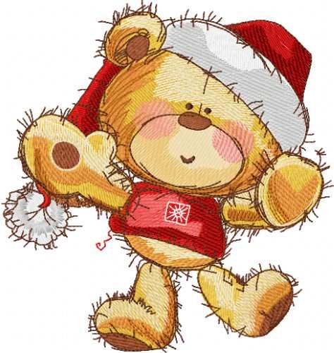 Teddy bear happy Christmas time embroidery design
