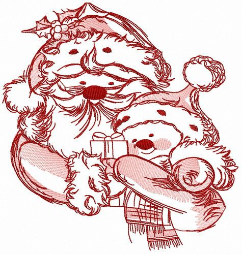 Santa and snowman 4 machine embroidery design