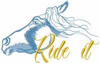 Ride it free machine embroidery design